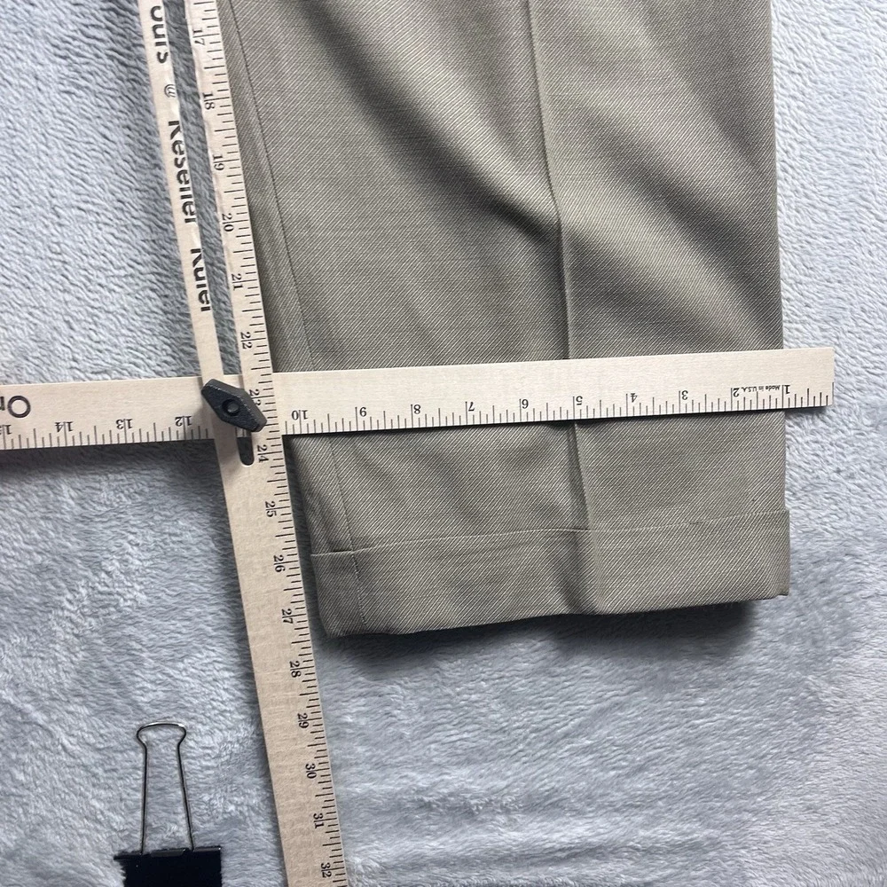 Zanella Dress Pants Duncan Mens Size 35 Brown Pleated 100% Wool Cuff Hem Italy